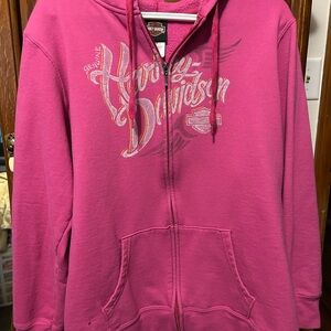 Harley-Davidson Pink zip front hooded sweatshirt